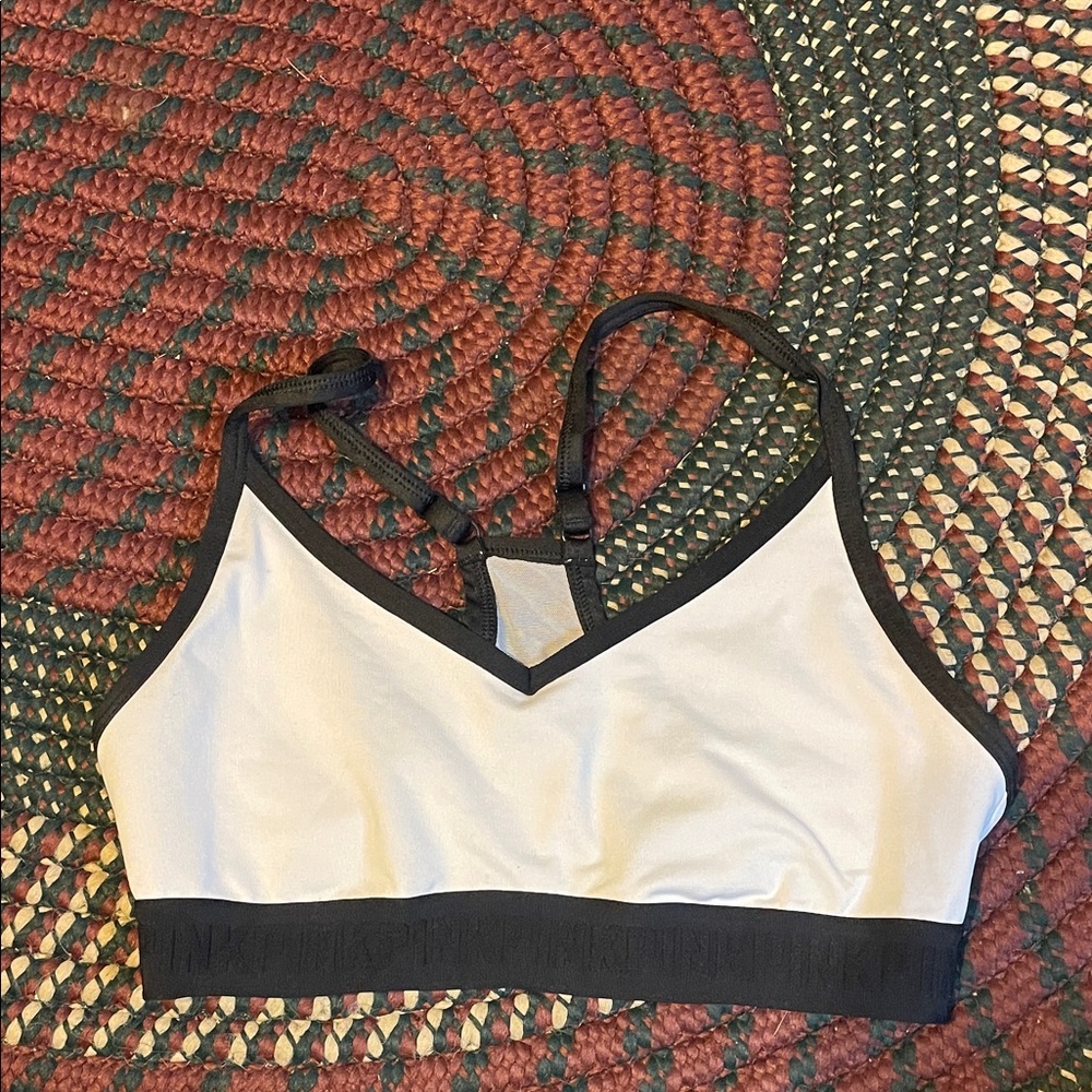 PINK Victoria’s Secret Ultimate Black & White Sports Bra Size Medium